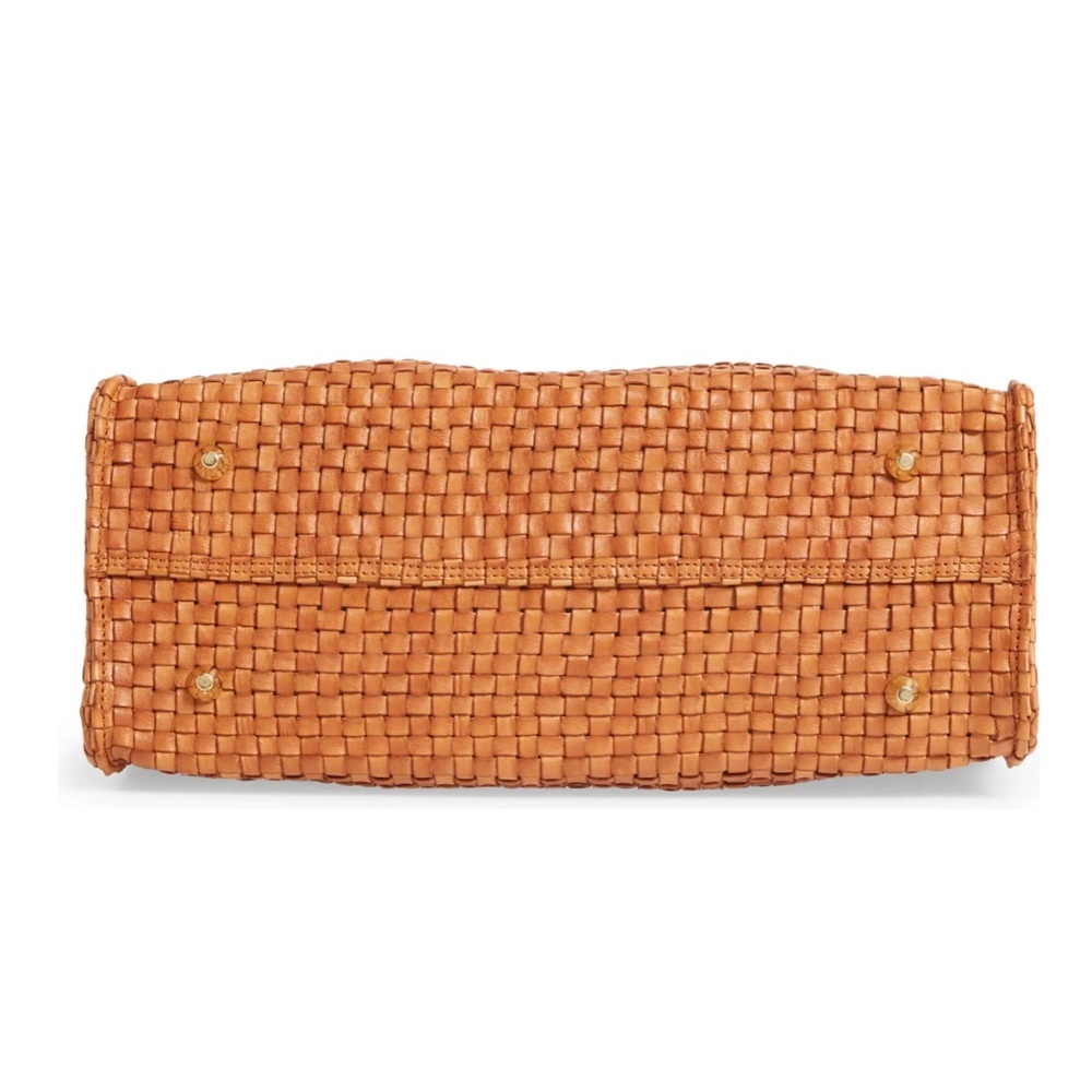 Clare V Simple Tote in Natural Woven Leather NWT Black Leather Handle and Strap - Picture 4 of 4